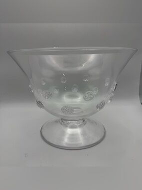 Juliska Clear Glass Pedestal Bowl with Raised Dot Accents